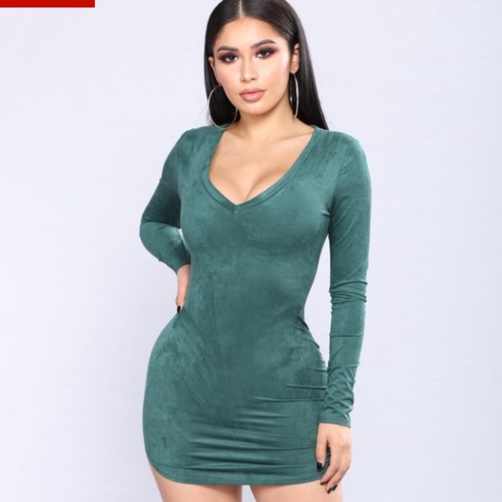 Fashion nova hunter green dress